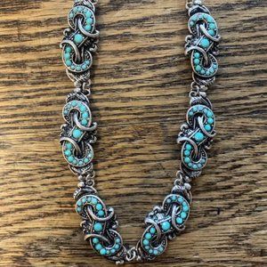 Silver Strike Turquoise & Silver Metal Necklace Se